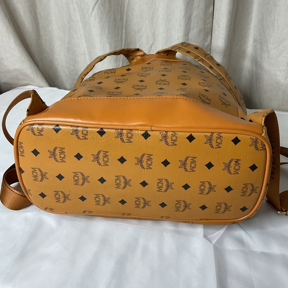 Mcm Tan Backpack With Iconic Monogram Design View 4